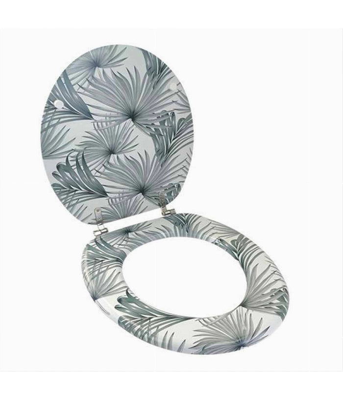 Copriwater In Legno Mdf Tavoletta Da Bagno Wc Con Stampa Tropicale Cerniere 87100         