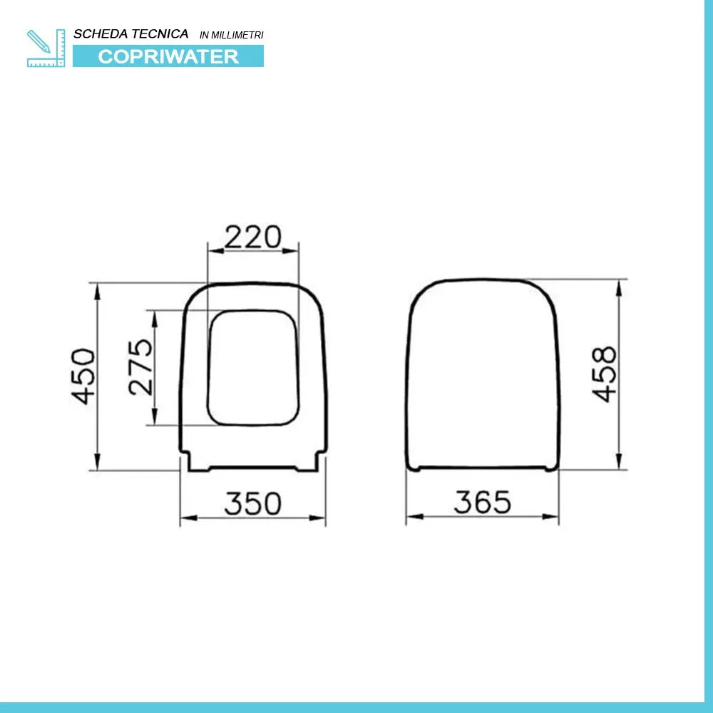 Copriwater originale serie Square in termoindurente bianco