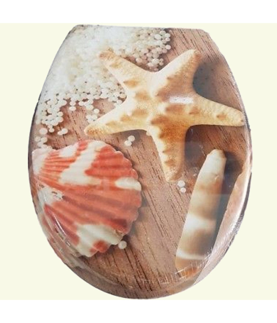 Copriwater Sedile Bagno Copri Water Universale Cerniere Acciaio Stella Conchiglie         3,5