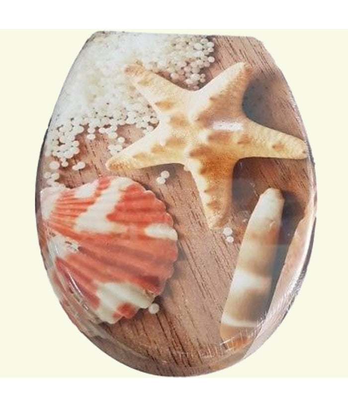 Copriwater Sedile Bagno Copri Water Universale Cerniere Acciaio Stella Conchiglie         3,5