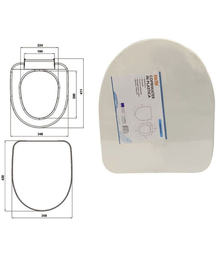Copriwater Sedile Coprivaso Wc Tavoletta Da Bagno In Plastica Iris Bianco 87636         