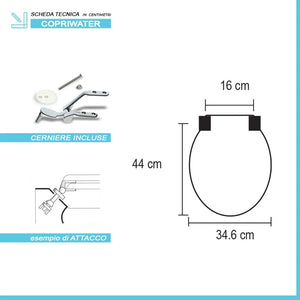 Copriwater serie Conca colore Bianco Ideal Standard legno rivestito e cerniere in acciaio