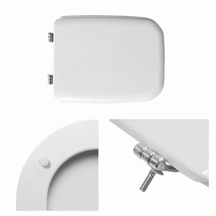 Copriwater serie Conca colore Bianco Ideal Standard legno rivestito e cerniere in acciaio