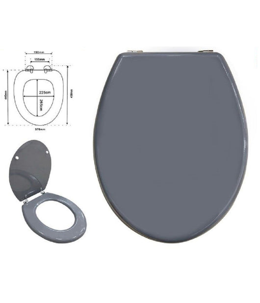 Trade Shop - Copriwater Universale Bagno Copri Wc In Legno Mdf Cerniere Acciaio Grigio 52985a -