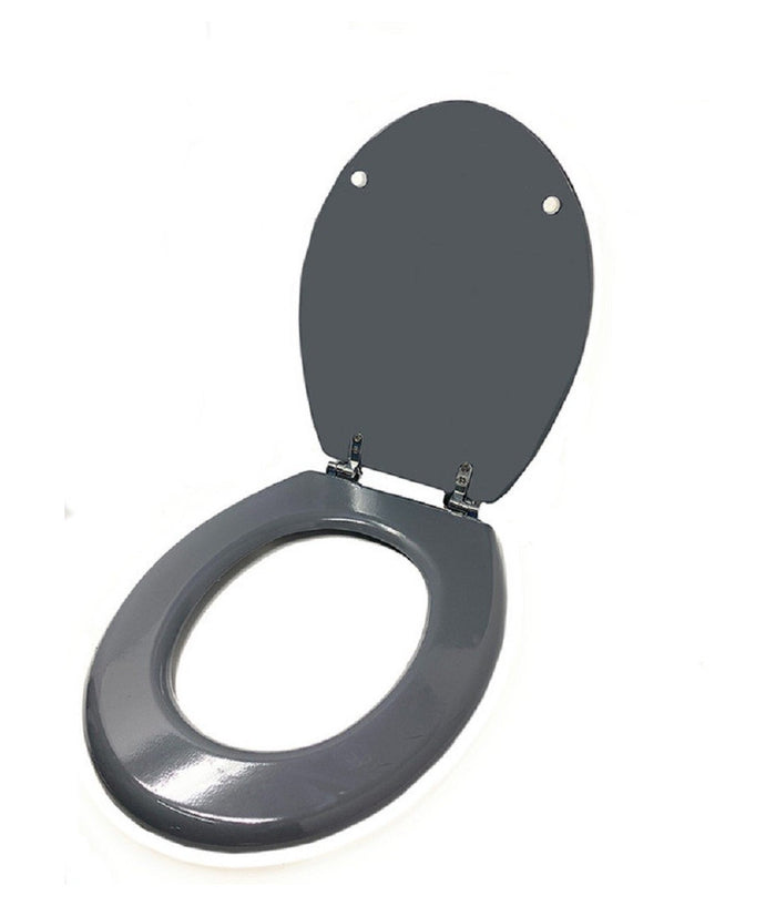 Trade Shop - Copriwater Universale Bagno Copri Wc In Legno Mdf Cerniere Acciaio Grigio 52985a -