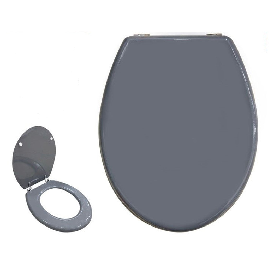 Trade Shop - Copriwater Universale Bagno Copri Wc In Legno Mdf Cerniere Acciaio Grigio 52985a -