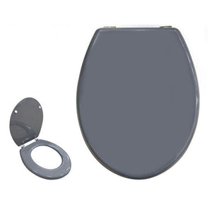 Trade Shop - Copriwater Universale Bagno Copri Wc In Legno Mdf Cerniere Acciaio Grigio 52985a -