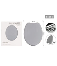 Copriwater Universale Con Cerniere Regolabili Mdf Stampato Grigio 46x36cm 55886         