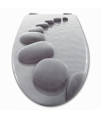 Copriwater Universale Con Stampa Pietre Zen Copri Tavoletta Wc Bagno Legno Mdf         3,5