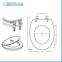 Copriwater universale in legno MDF azzurro con cerniere regolabili