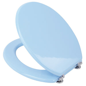 Copriwater universale in legno MDF azzurro con cerniere regolabili