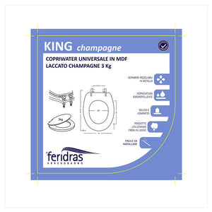 Copriwater universale in legno MDF champagne con cerniere regolabili