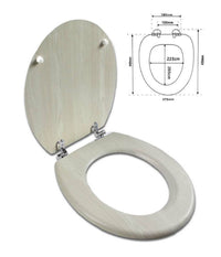 Copriwater Universale In Legno Mdf Resistente Con Stampa Legno Beige Cerniere Wc         3,5