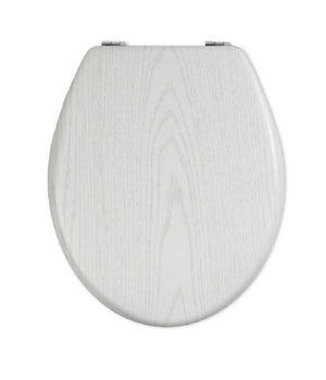 Copriwater Universale In Legno Mdf Resistente Con Stampa Legno Bianco Cerniere         3,5