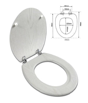 Copriwater Universale In Legno Mdf Resistente Con Stampa Legno Bianco Cerniere         3,5