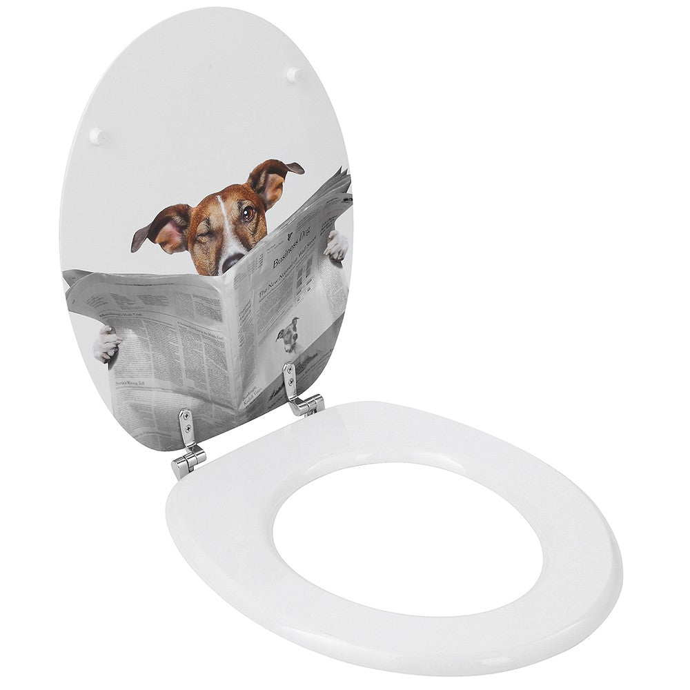 Copriwater universale in legno MDF stampato bau con cerniere regolabili