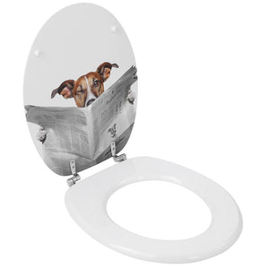 Copriwater universale in legno MDF stampato bau con cerniere regolabili