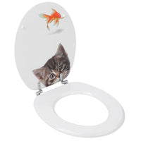 Copriwater universale in legno MDF stampato miao e cerniere regolabili