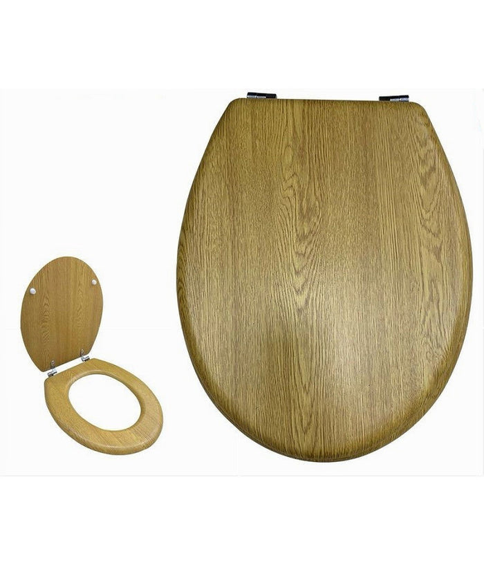 Copriwater Universale In Legno Tavoletta Bagno Wc Cerniere In Acciaio Inox 52953a         