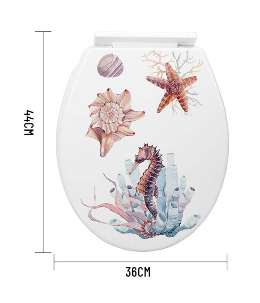 Copriwater Universale In Plastica Super Resistente 44x36cm Decorazioni Marine         