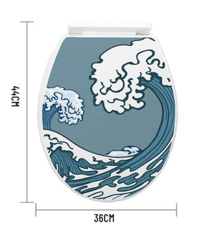 Copriwater Universale In Plastica Super Resistente 44x36cm Decoro Onda Mare Surf         