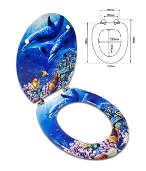 Copriwater Universale Legno Mdf Stampa Cerniere Acciaio Wc Bagno Fondale Marino         3,5