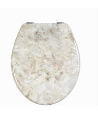 Trade Shop - Copriwater Universale Legno Mdf Tavoletta Bagno Wc Marmo Beige Cerniere 52966a -