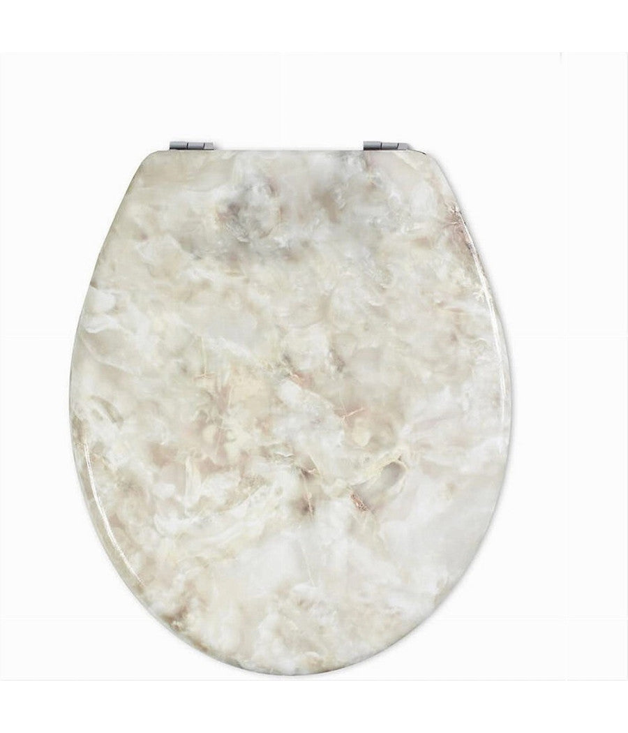 Trade Shop - Copriwater Universale Legno Mdf Tavoletta Bagno Wc Marmo Beige Cerniere 52966a -