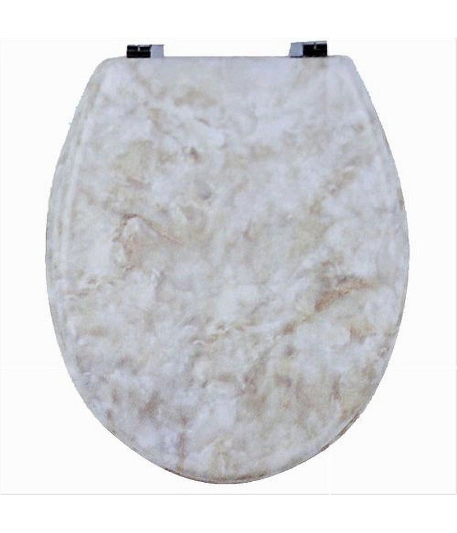 Trade Shop - Copriwater Universale Legno Mdf Tavoletta Bagno Wc Marmo Beige Cerniere 52966a -