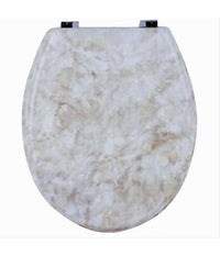 Trade Shop - Copriwater Universale Legno Mdf Tavoletta Bagno Wc Marmo Beige Cerniere 52966a -