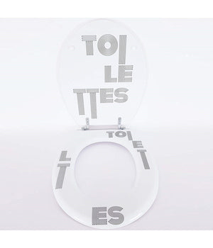 Trade Shop - Copriwater Universale Legno Scritta Toilettes Tavoletta Bagno Copri Water Vaso -        3,5