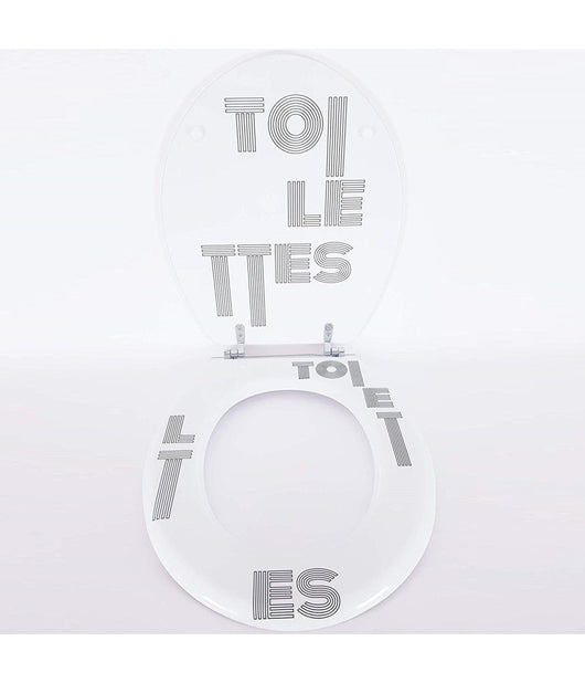 Trade Shop - Copriwater Universale Legno Scritta Toilettes Tavoletta Bagno Copri Water Vaso -        3,5