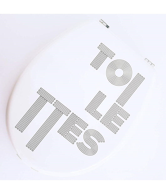 Trade Shop - Copriwater Universale Legno Scritta Toilettes Tavoletta Bagno Copri Water Vaso -        3,5