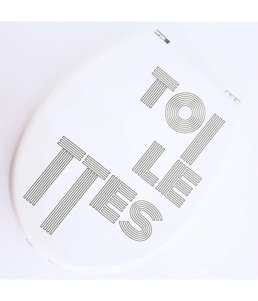 Trade Shop - Copriwater Universale Legno Scritta Toilettes Tavoletta Bagno Copri Water Vaso -        3,5