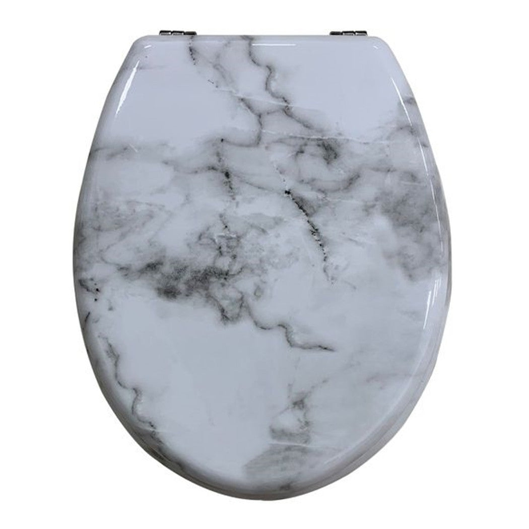 Trade Shop - Copriwater Universale Resistente Con Stampa Marmorizzata Cerniere Wc Bagno 69201 -        3,5