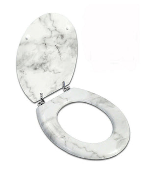 Trade Shop - Copriwater Universale Resistente Con Stampa Marmorizzata Cerniere Wc Bagno 69201 -        3,5