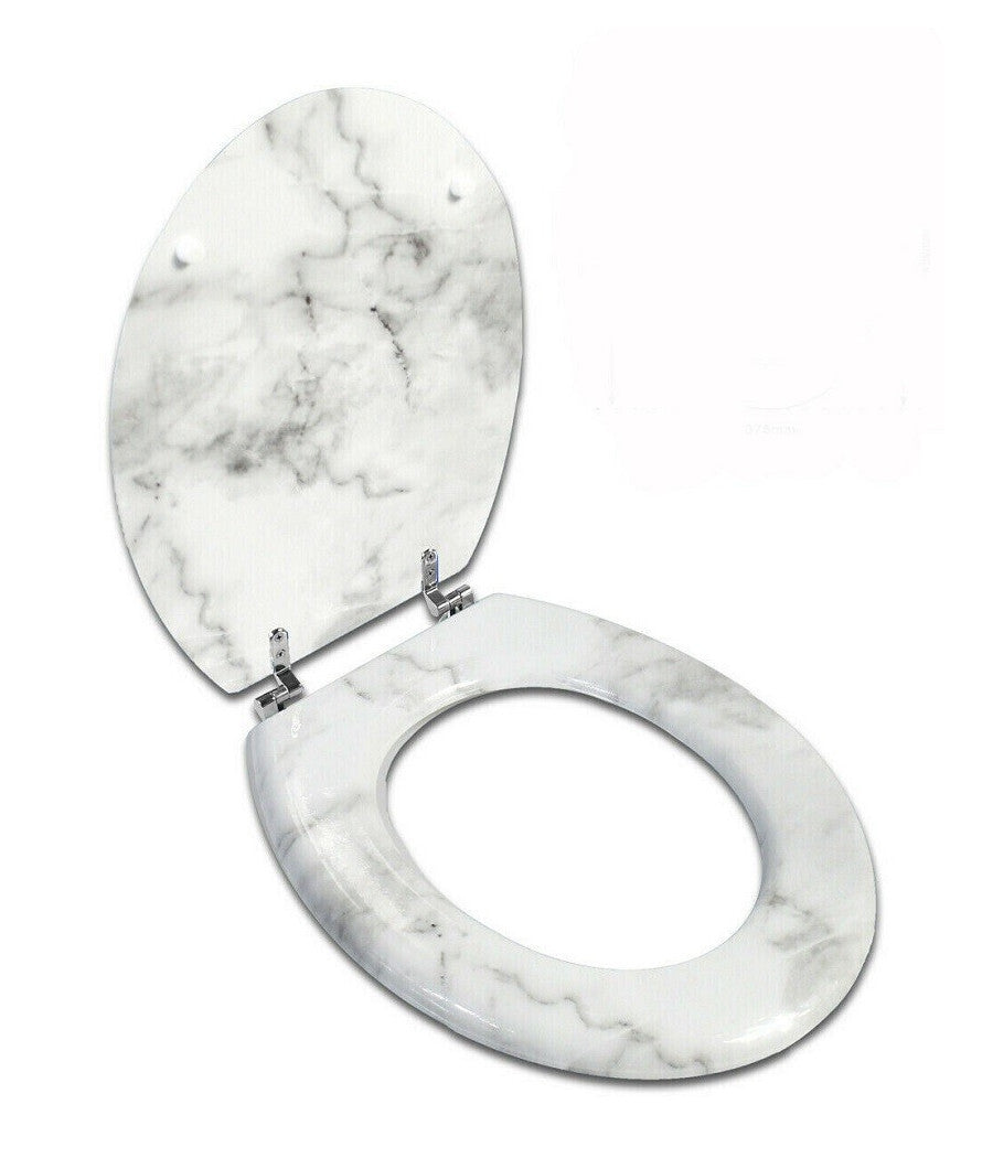 Trade Shop - Copriwater Universale Resistente Con Stampa Marmorizzata Cerniere Wc Bagno 69201 -        3,5