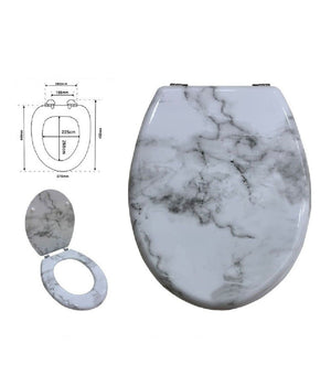 Trade Shop - Copriwater Universale Resistente Con Stampa Marmorizzata Cerniere Wc Bagno 69201 -        3,5