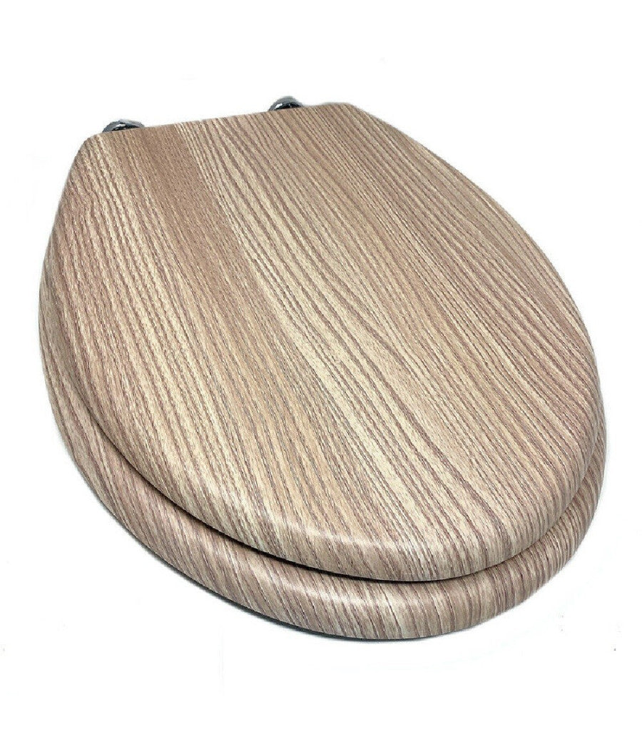 Copriwater Universale Serigrafato Tavoletta Wc Legno Rovere Mdf Cerniere 44x36cm         3,5