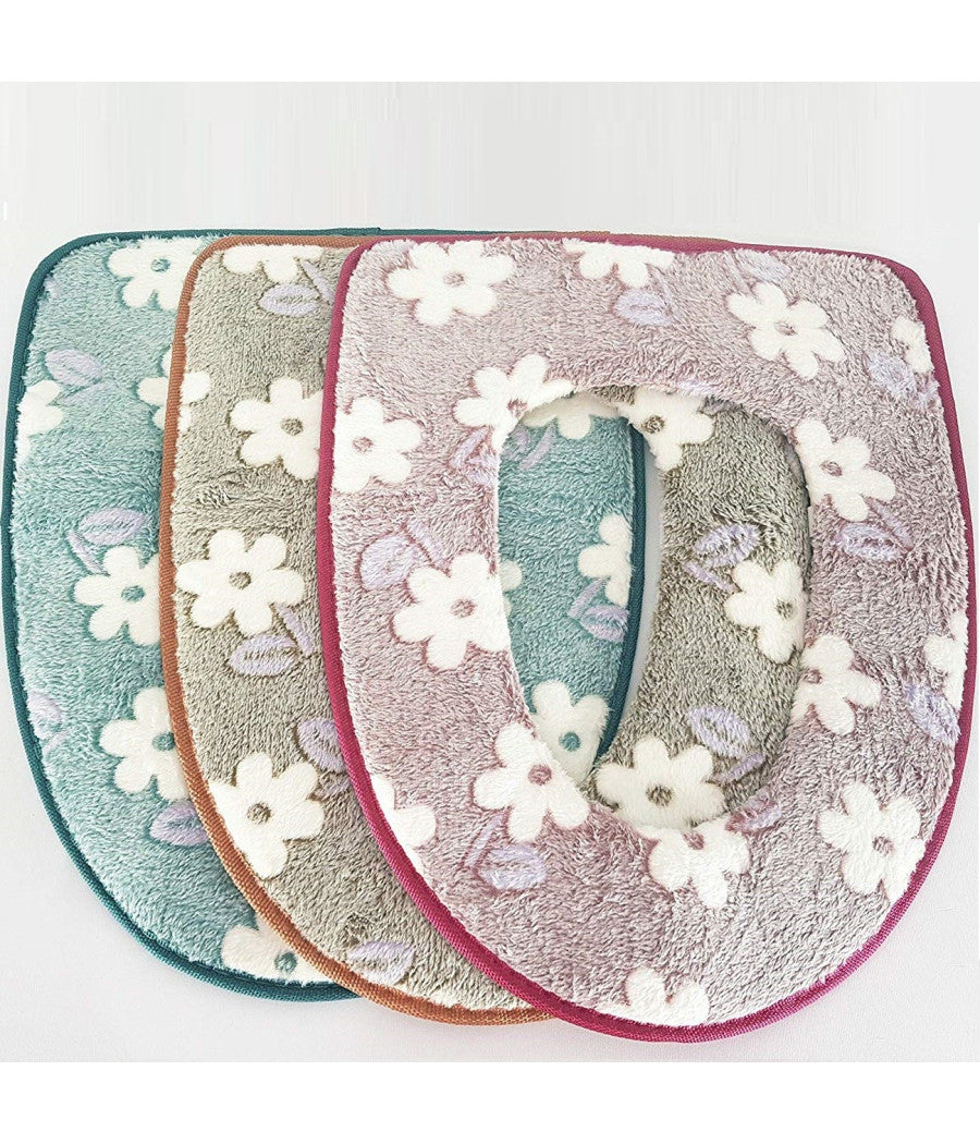 Copriwater Universale Tessuto Fiori Antibatterico Tavoletta Bagno Copri Wc Water         3,5