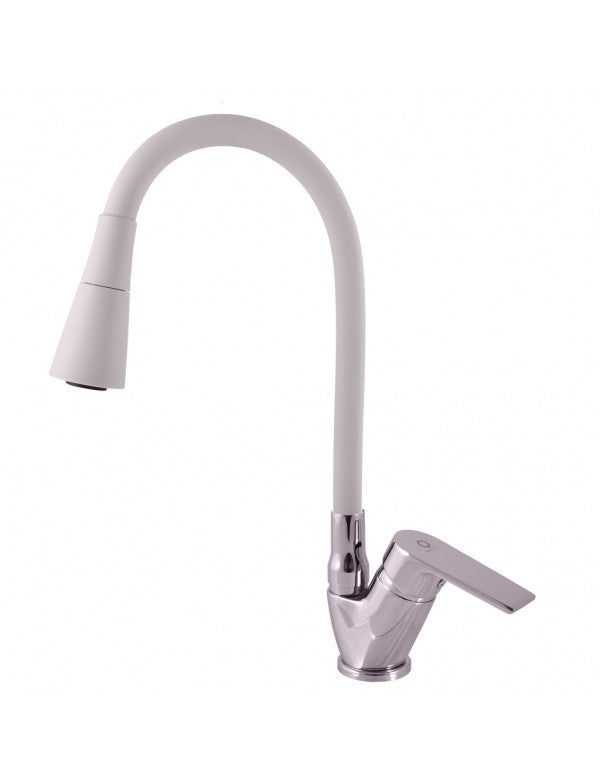 Miscelatore per lavello in memory foam flessibile bianco COLORADO bianco in ottone bianco