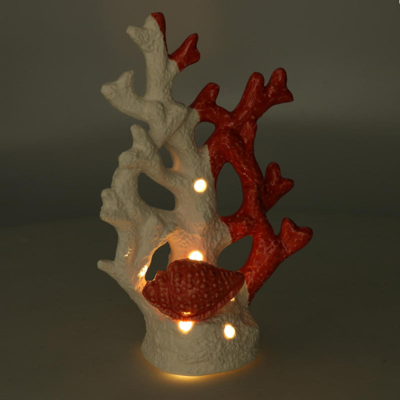 Corallo ceramica mare con led rosso cm 14,5x8,2h22,5