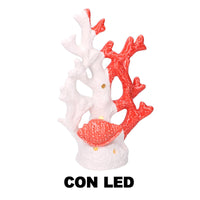 Corallo ceramica mare con led rosso cm 14,5x8,2h22,5