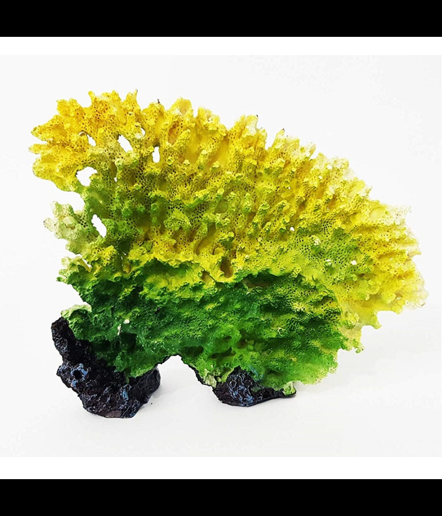 Corallo In Resina Giallo Verde 19x5x15cm Ornamento Per Acquario Decorazioni Pietra         