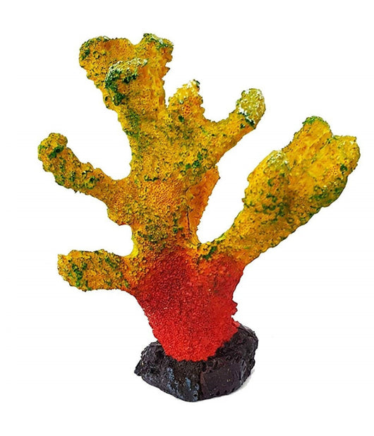Corallo In Resina Ornamento Per Acquario Giallo Arancione 13x6x16 Cm Sottomarino         
