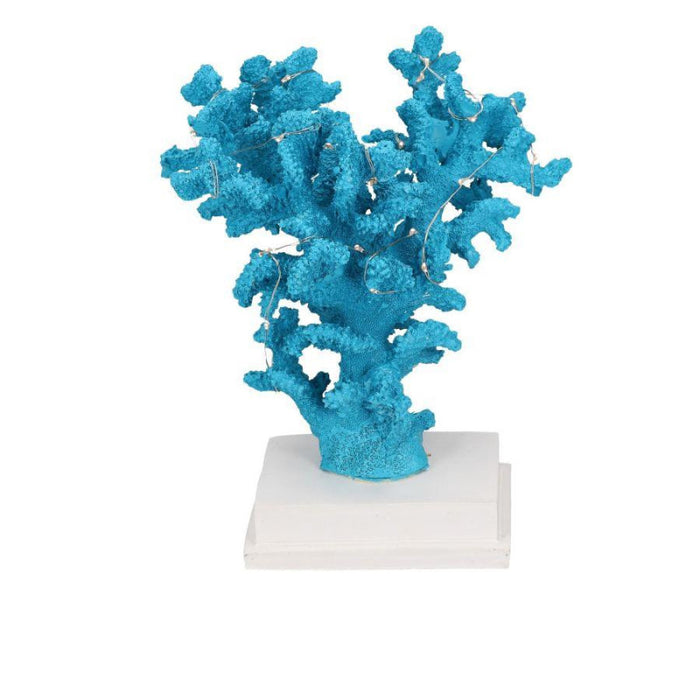 Corallo resina azzurro con led cm 20x17h24,5