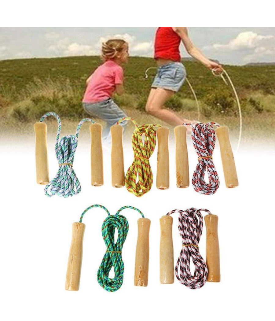 Corda Per Saltare Allenamento Crossfit Jump Rope Pugilato Fitness Manici Legno         