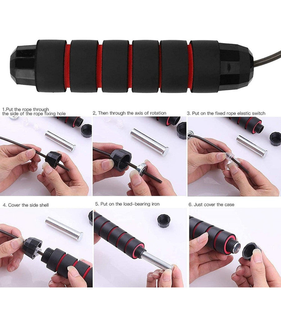 Corda Per Saltare In Acciaio Regolabile Cuscinetti A Sfera Maniglie In Schiuma         