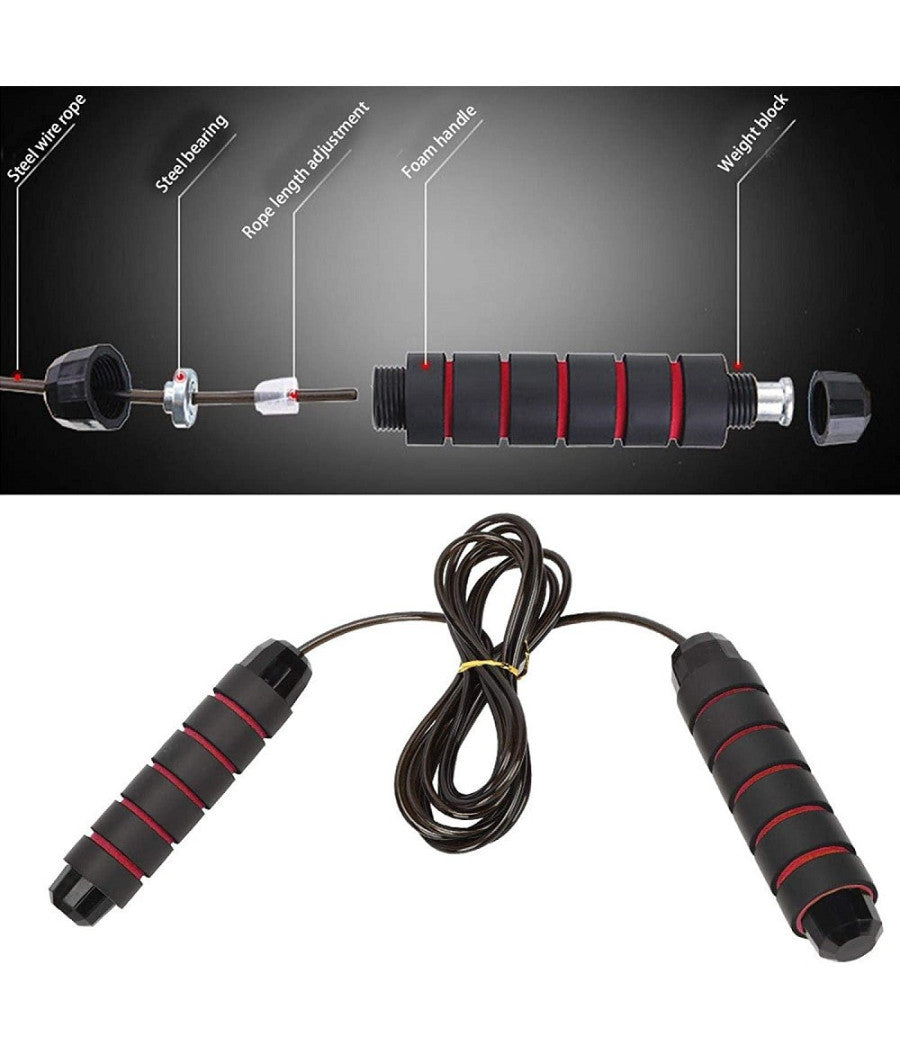 Corda Per Saltare In Acciaio Regolabile Cuscinetti A Sfera Maniglie In Schiuma         