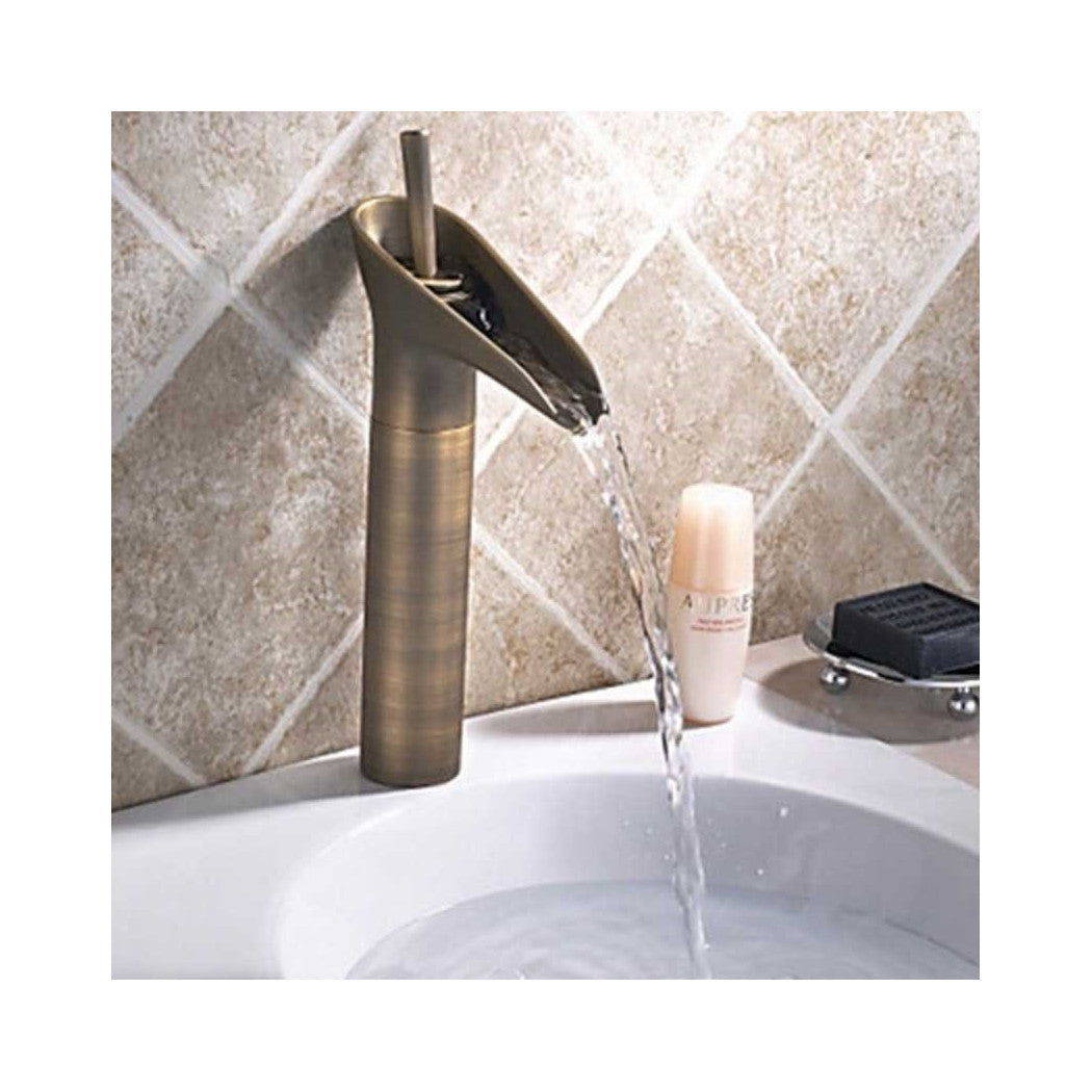 Trade Shop - Bagno Lavandino Lavabo Miscelatore Rubinetto Ottone Antico Cascata Alto -